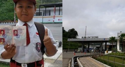 VIRAL! Bocah SD Ini Tetap Sekolah di Indonesia, Meski Rumahnya di Malaysia