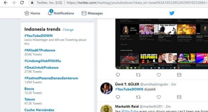 Tagar #YouTubeDown Jadi Trending Topic di Twitter
