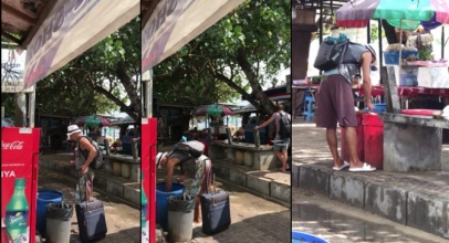 VIRAL! Seorang Bule Mengais Makanan Dari Tong Sampah di Bali