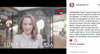 Opera dan Chelsea Islan Ajak Kaum Milenial Ikrarkan Sumpah Pemuda via Internet