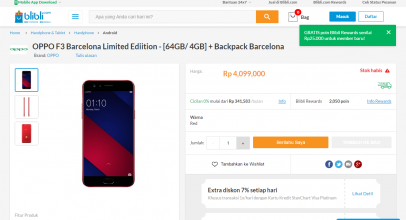 Oppo F3 FCB Limited Edition Ludes Sekejap di 3 E-commerce Terbesar