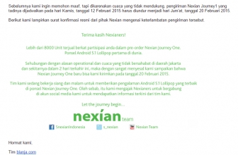 Pengiriman Nexian Journey One Tertunda