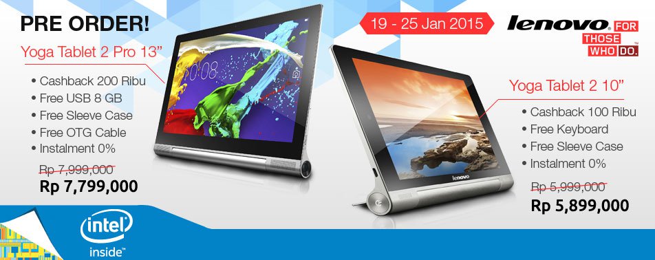 Pre-order Dua Lenovo Yoga Tablet 2 di Bhinneka.com