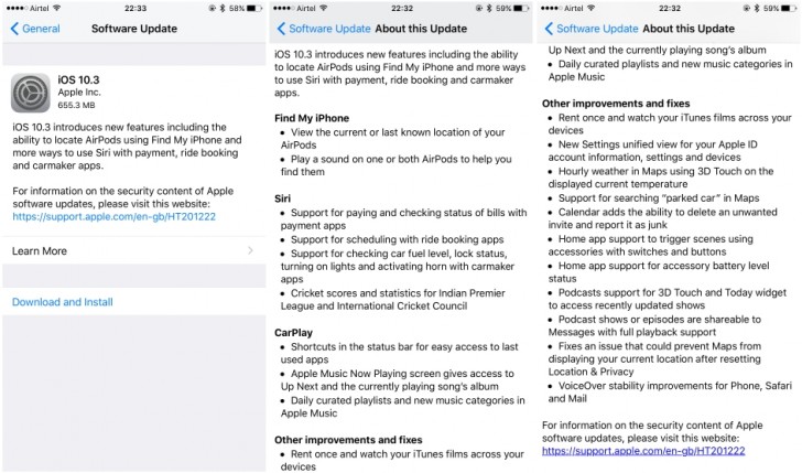 Apple Rilis iOS 10.3 dan Watch OS 3.2