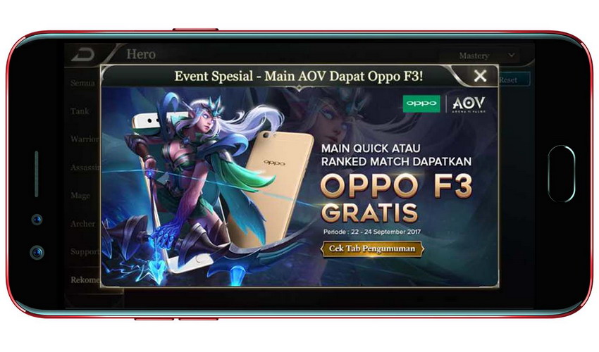 Buruan Main AOV dan Raih Oppo F3 dan Hadiah Menarik Lainnya