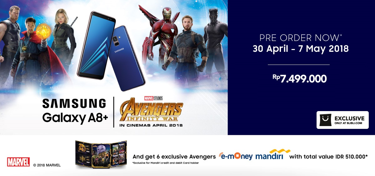 Samsung Galaxy A8+ Blue Marvel’s Avengers: Infinity War Exclusive Pre-order di Blibli.com